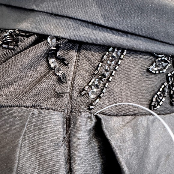 Pisarro Nights Beaded Black Gown Maxi Dress Womens 18 Taffeta Mother of Bride - Picture 14 of 14